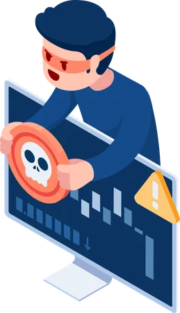 Thief stealing information  Illustration