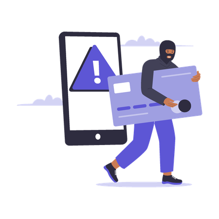 Thief steals credit card details  Illustration