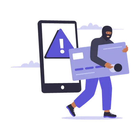 Thief steals credit card details  Illustration