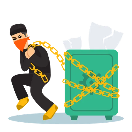 Thief with locker  Illustration
