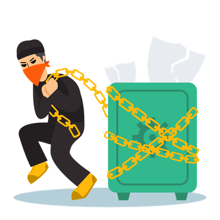 Thief with locker  Illustration