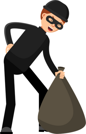 Thief With Money Bag Illustration