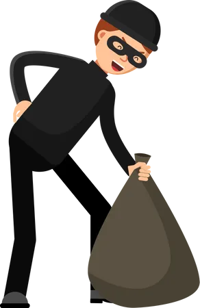 Thief With Money Bag  Illustration