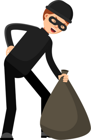 Thief With Money Bag  Illustration