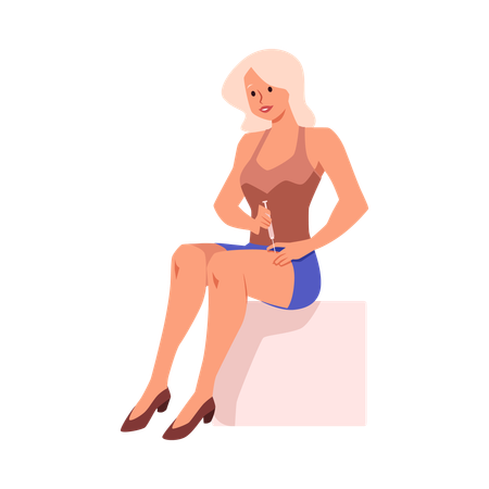 Thigh self-injection of insulin for individuals with diabetes  Illustration