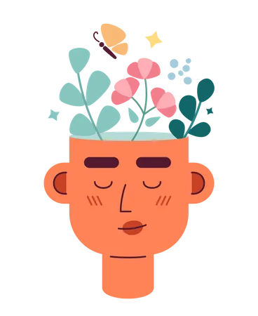 Think Happy Thoughts Flat Concept Vector Spot Illustration Self Affirmations Head 2 D Cartoon Character On White For Web UI Design Positive Attitude Wellbeing Isolated Editable Creative Hero Image Illustration