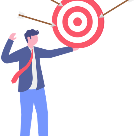 Thinking businessman miss from target  Illustration