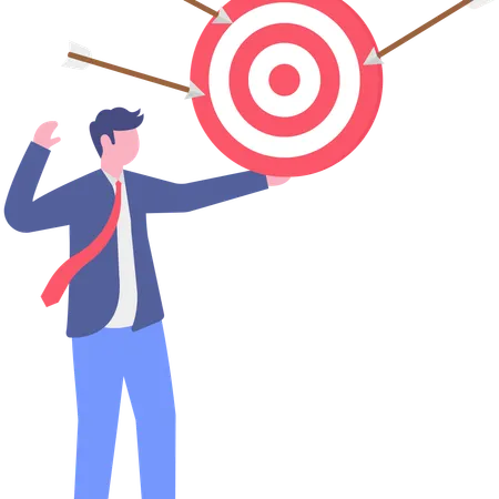 Thinking businessman miss from target  Illustration