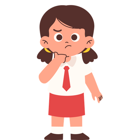 Thinking Elementary Student  Illustration