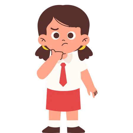 Thinking Elementary Student  Illustration