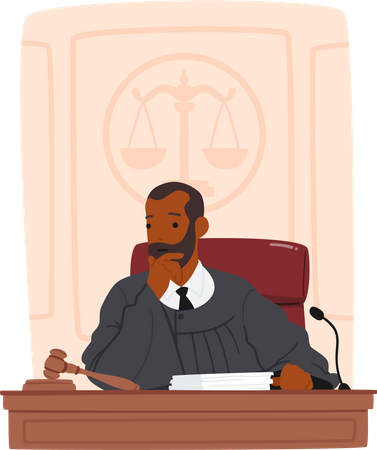 Thinking Judge Male  Illustration