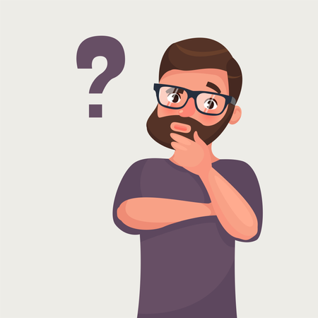 Thinking man with question mark  Illustration