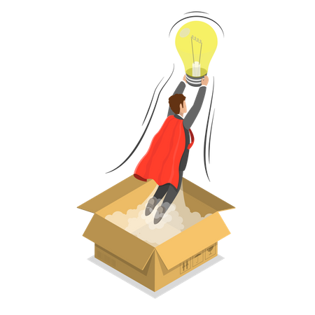 Thinking outside the box  イラスト