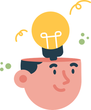 Thinking People and Light Bulb on Head  Illustration