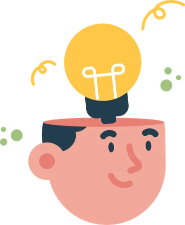 Thinking People and Light Bulb on Head  Illustration