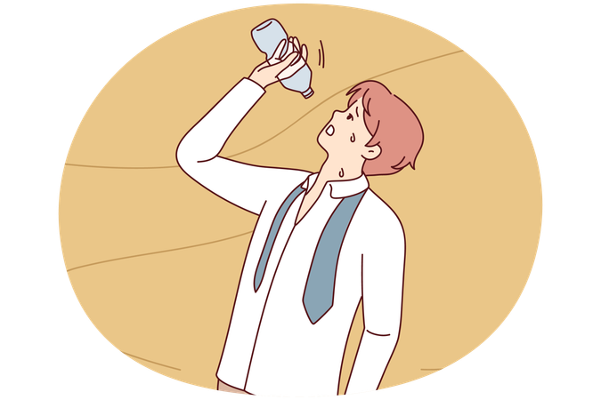 Thirsty man suffer from heatstroke  Illustration