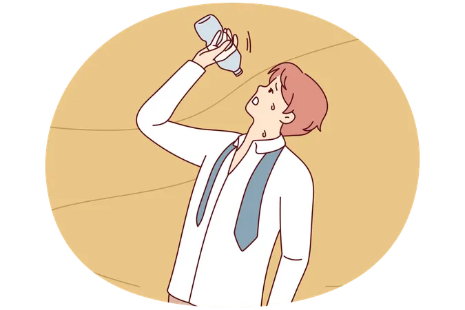 Thirsty man suffer from heatstroke  Illustration