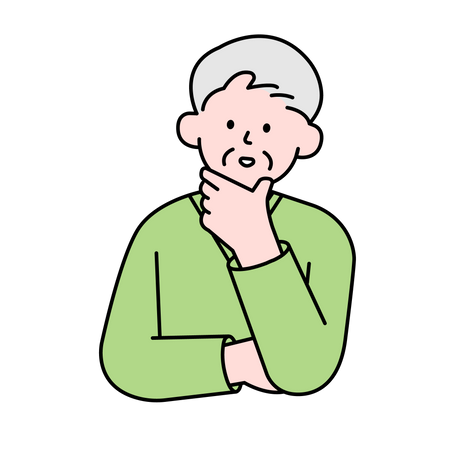 Thoughtful Elderly Man Looking Up  Illustration