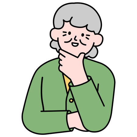 Thoughtful Elderly Woman Looking Up  Illustration