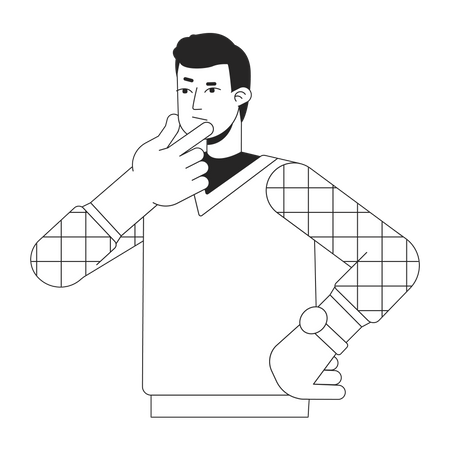 Thoughtful manager wearing v neck sweater vest Illustration