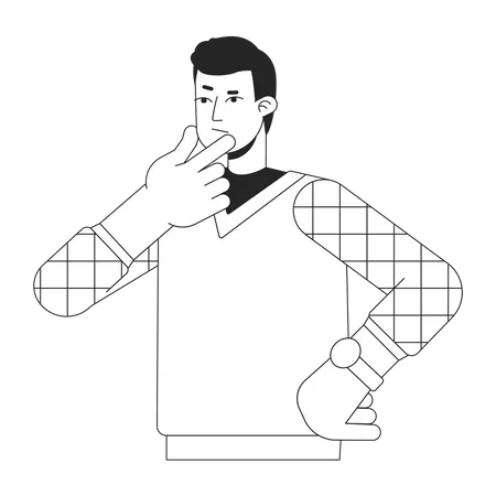 Thoughtful manager wearing v neck sweater vest  Illustration