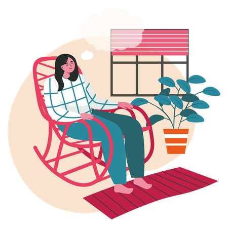 Thoughtful woman sitting on relaxing chair Illustration