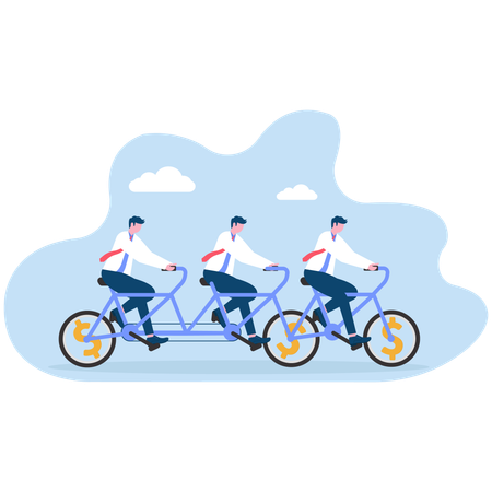 Three businessmen riding bicycles  Illustration