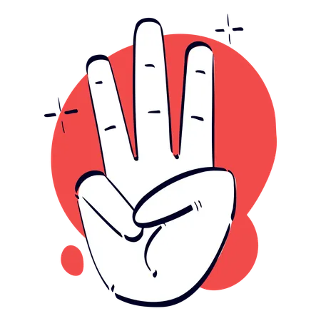 Three Finger Hand Gesture  Illustration