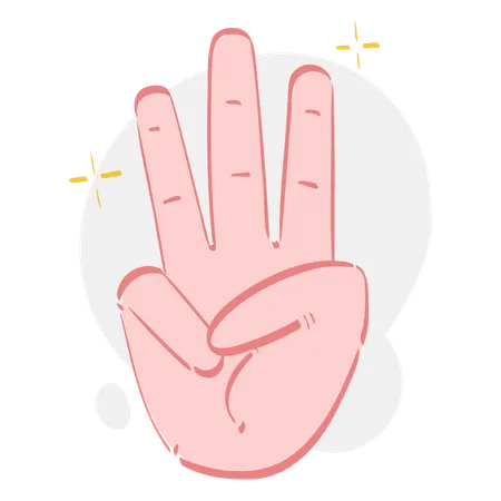 Three Finger Hand Gesture  Illustration