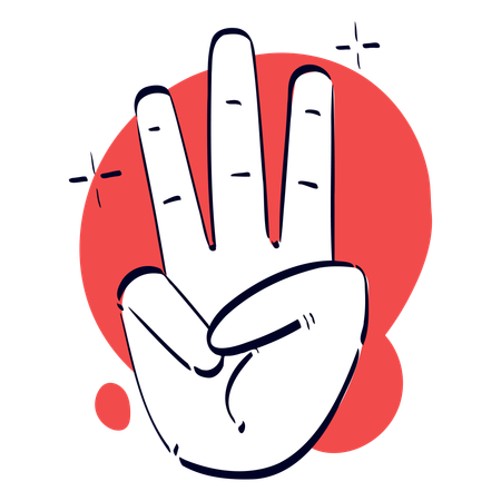 Three Finger Hand Gesture  イラスト