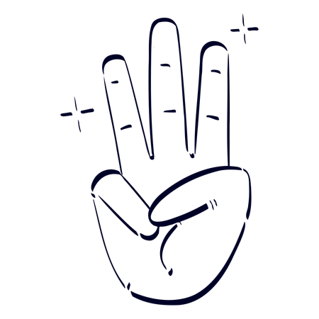 Three Finger Hand Gesture  イラスト