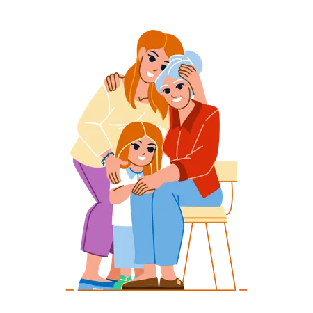 Three generations showing love  Illustration
