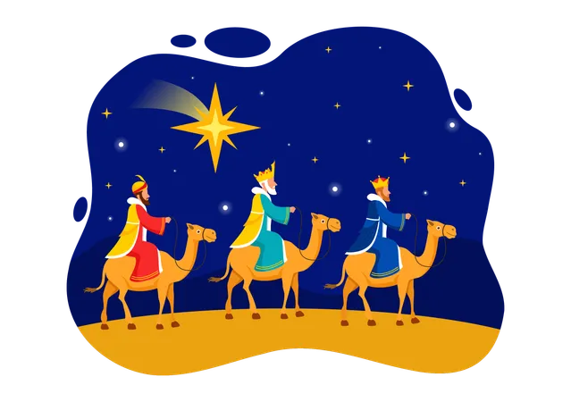 Three kings riding camel  Illustration