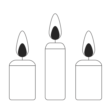Three lit candles with glowing flames  Illustration