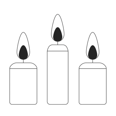 Three lit candles with glowing flames  Illustration
