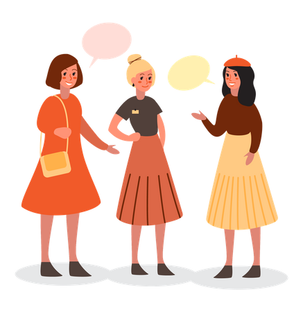Girls chatting with each other Illustration