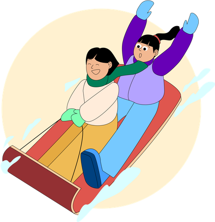 Thrilling Toboggan Ride  Illustration