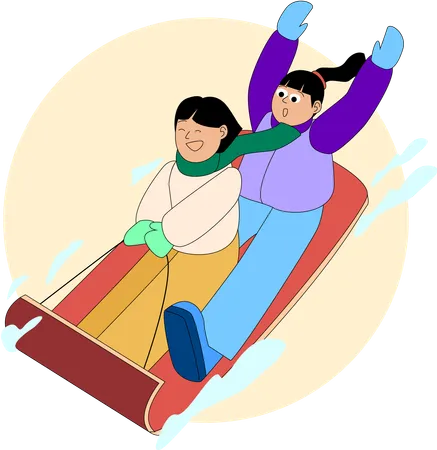 Thrilling Toboggan Ride  Illustration