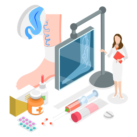 Thrombose veineuse et traitement des varices et soins de santé et podologie  Illustration