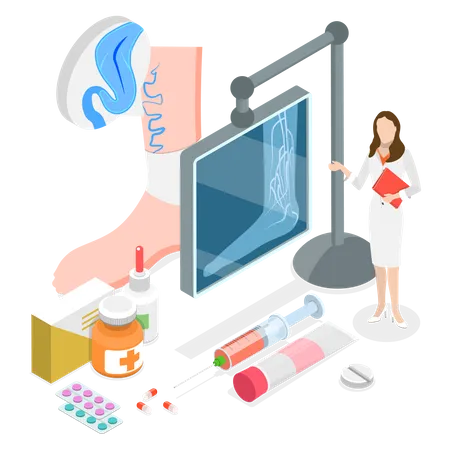 Thrombose veineuse et traitement des varices et soins de santé et podologie  Illustration