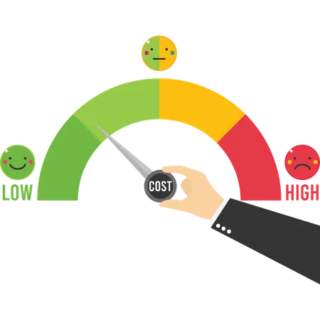 Through smartphone pull hand turning cost dial to low  Illustration