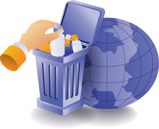 Throw garbage in dustbin  Illustration