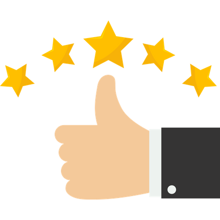 Thumb up with five star rating  Illustration