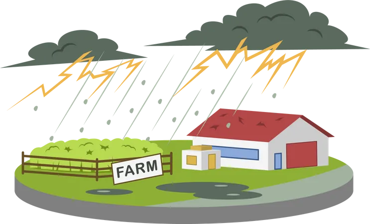 Thunderstorm at farm Illustration
