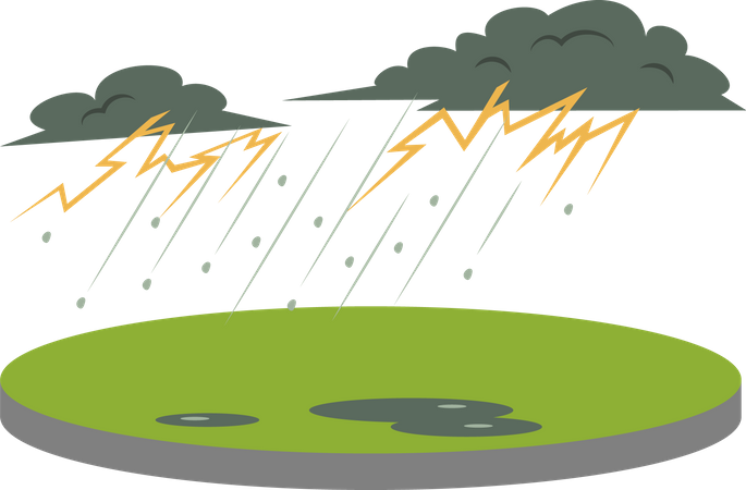 Thunderstorm in rural area  Illustration