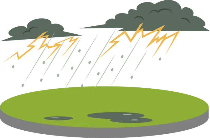 Thunderstorm in rural area  Illustration