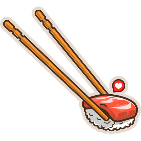 Thunfisch-Sushi mit Stäbchen  Illustration