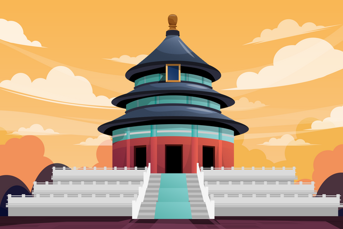 Tiantan temple famous monument in Beijing China  일러스트레이션
