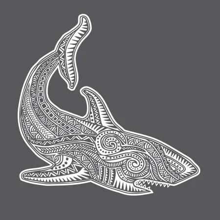 Ilustracion Tiburon Con Patron Tribal Ilustración