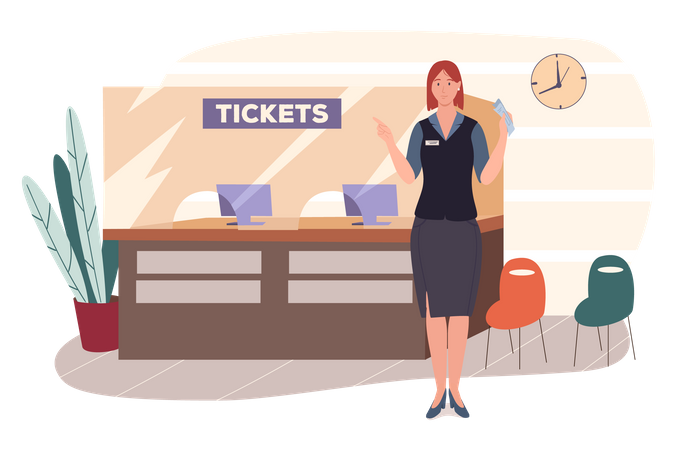 Ticket Booking Window  Illustration